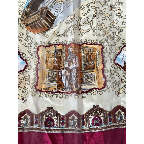 Vintage Rome Italy Souvenir Scarf 38” Square – Landmarks Print Colosseo Vatican - Picture 9 of 11